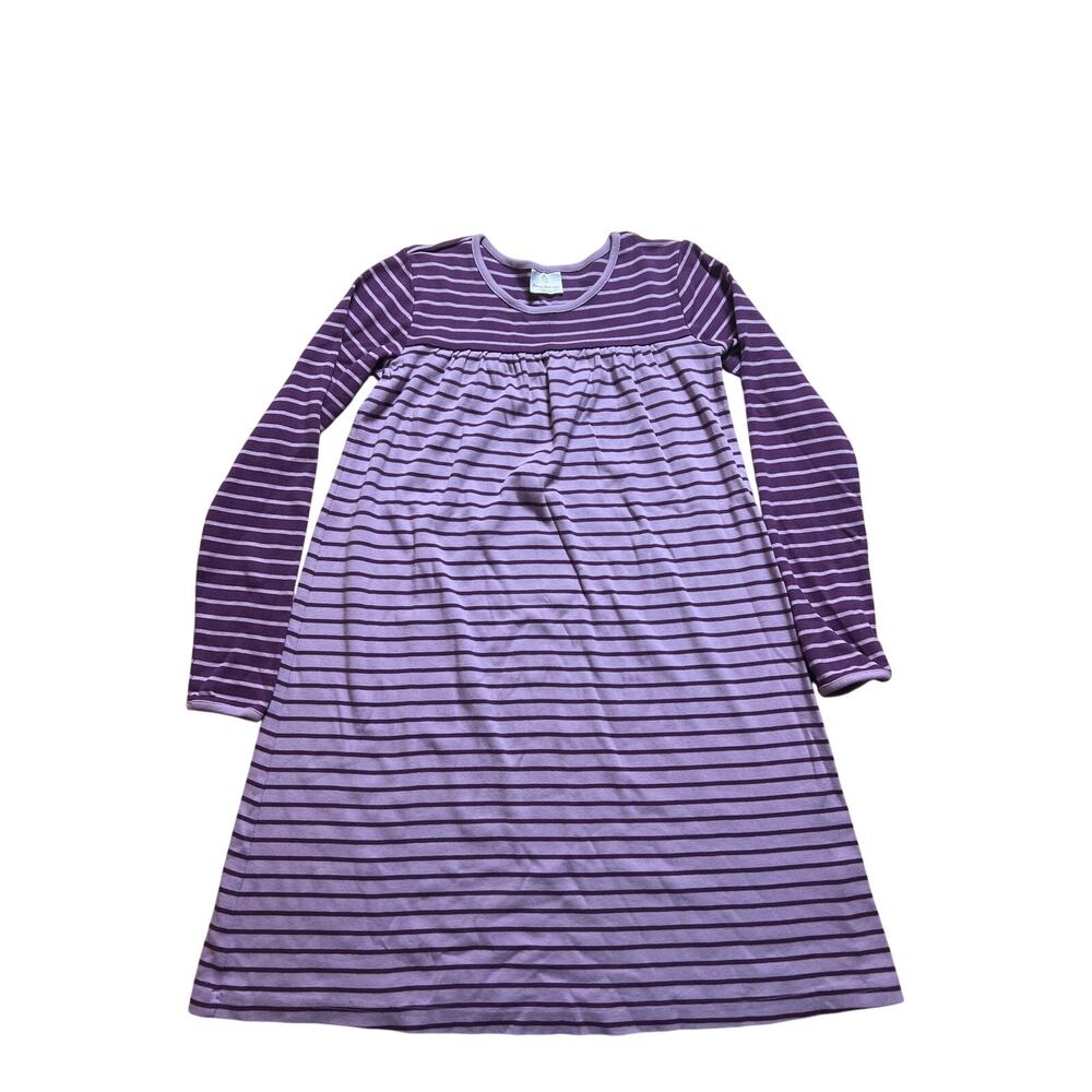 Hanna Andersson Girls Purple Striped Long Sleeve Play Dress Size 14